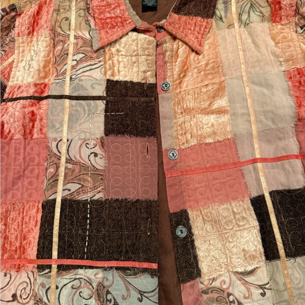 Velvet Patchwork Beaded Button-Up Jacket Boho Fes… - image 6